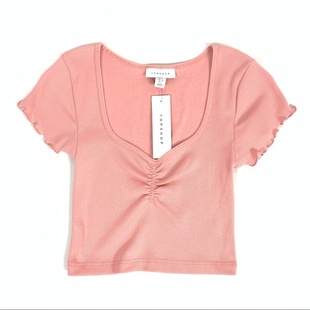 NWT Topshop Pink Ruched Crop Top size 4